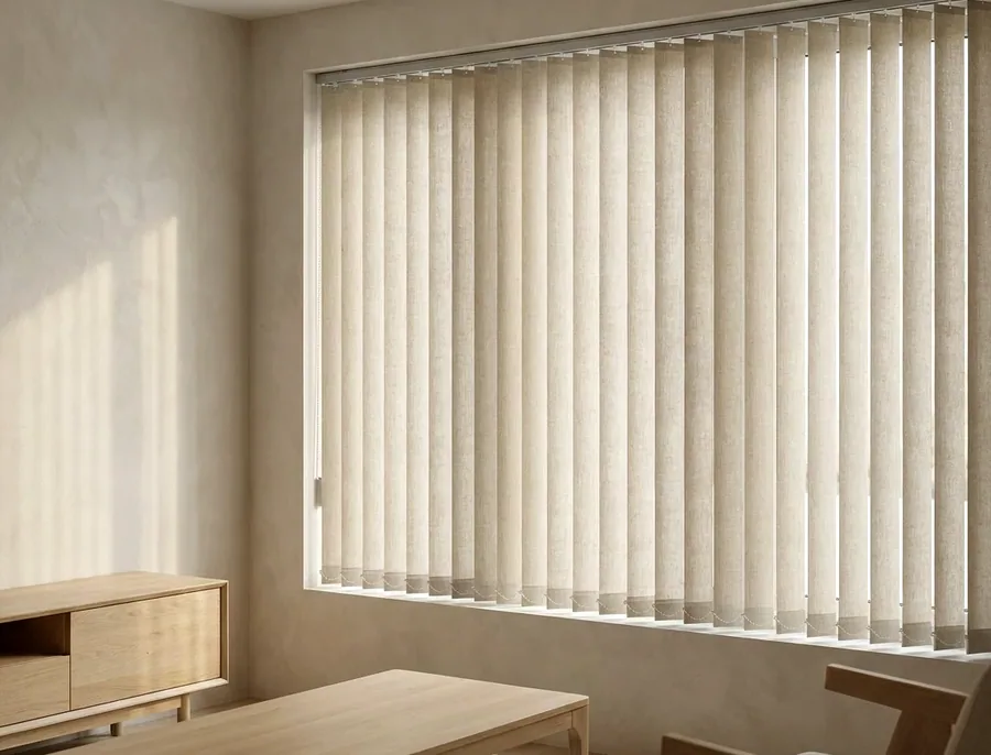 Vertical & panel blinds fitted in an Eldoraigne home